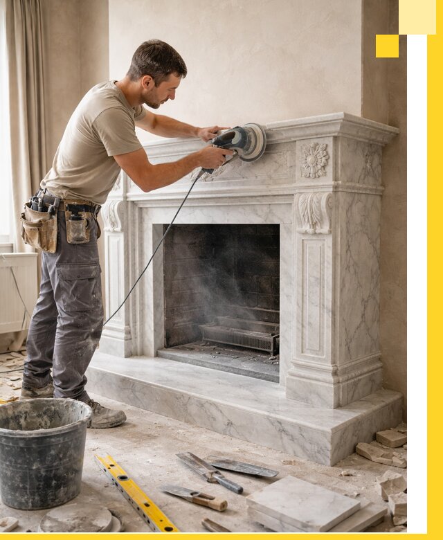 Изготовление и установка мраморных каминов в Туймазы под ключ