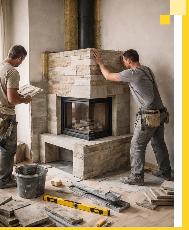 Угловые камины под ключ проект, монтаж и отделка в Туймазы