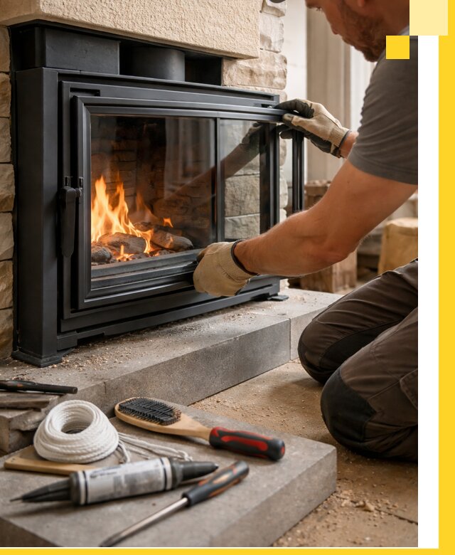 Производство, монтаж и доставка каминов со стеклом в Туймазы