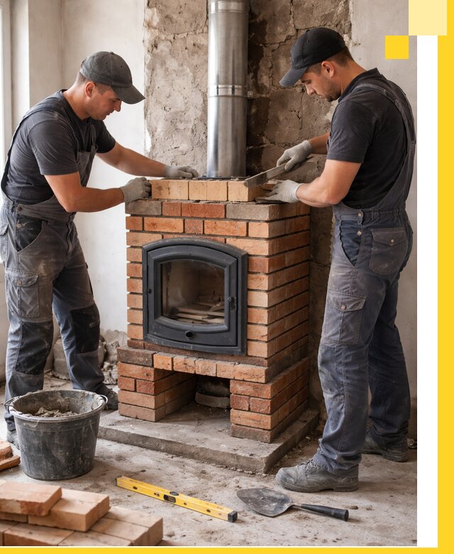 Монтаж печи камина под ключ в Туймазы с гарантией и пусконаладкой