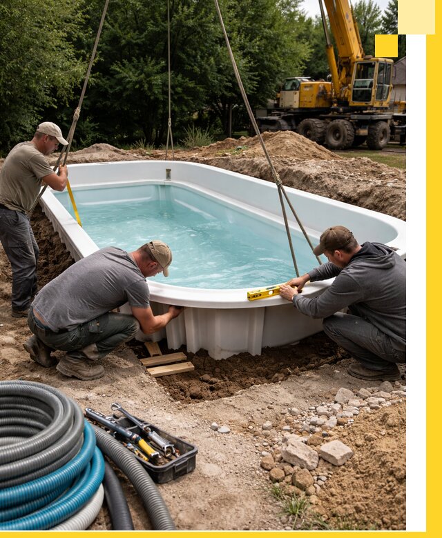 Установка и монтаж композитных бассейнов под ключ в Туймазы