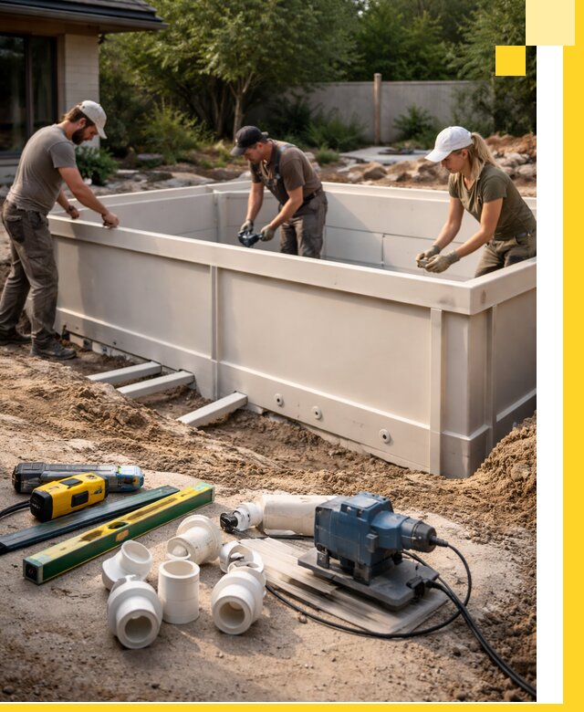 Установка полипропиленовых бассейнов под ключ в Туймазы