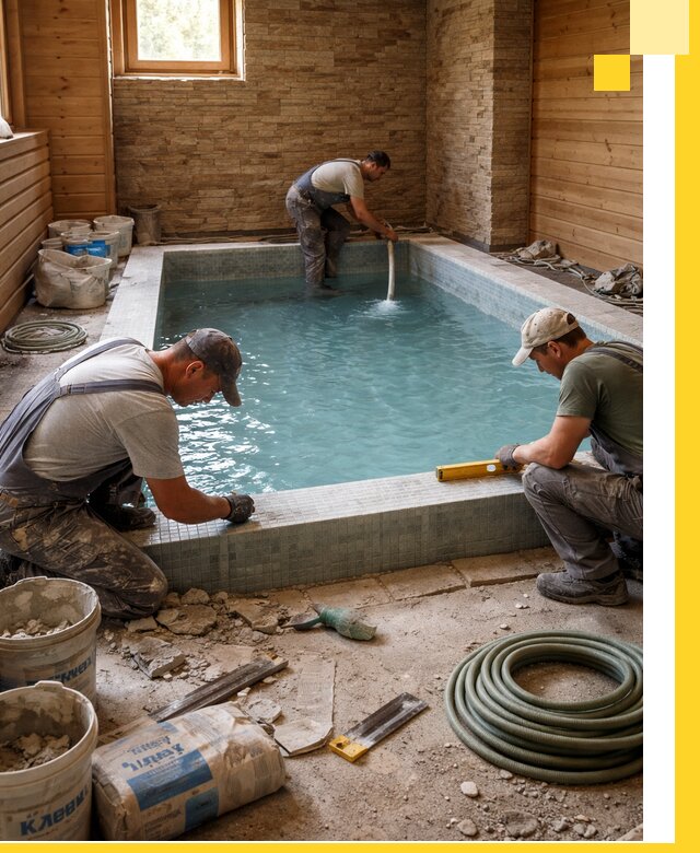 Проектирование и строительство бассейнов для бани в Туймазы