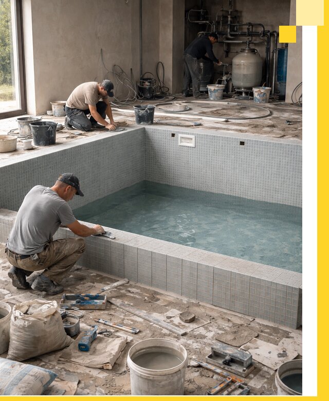 Строительство и монтаж бассейнов в помещении в Туймазы