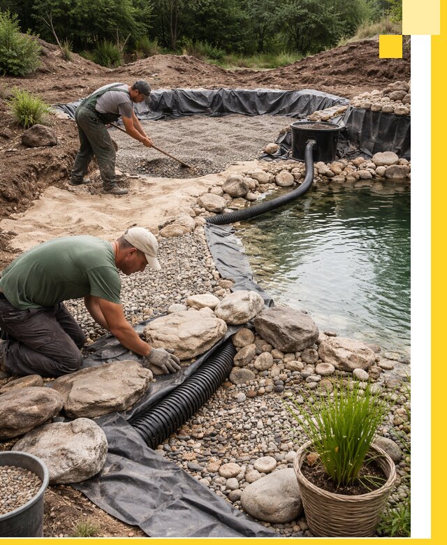 Строительство природных бассейнов и озер в Туймазы под ключ