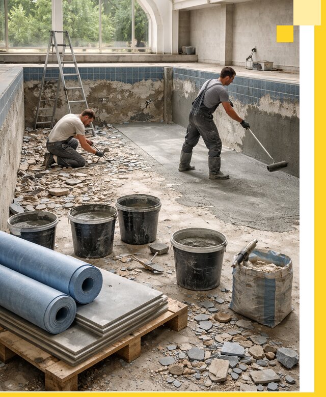 Реконструкция бассейнов в Туймазы: ремонт, гидроизоляция