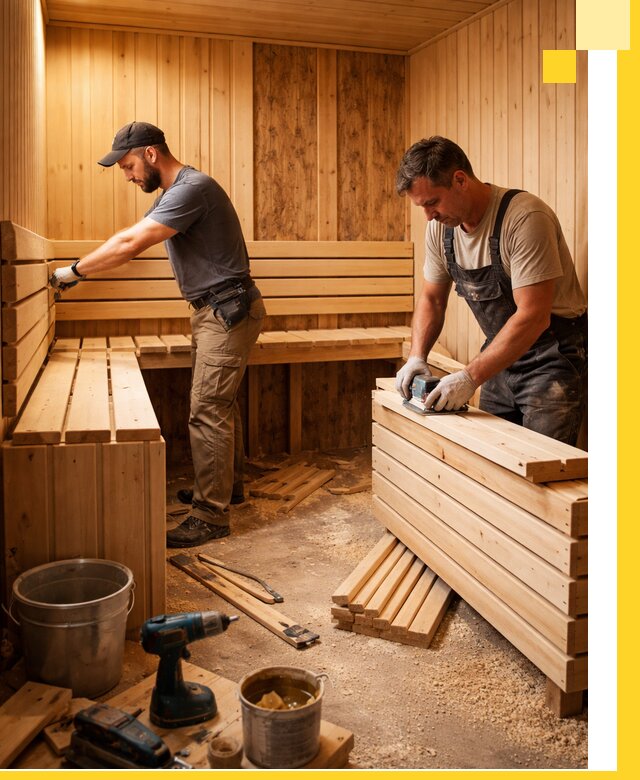 Профессиональный комплексный ремонт саун под ключ в Туймазы