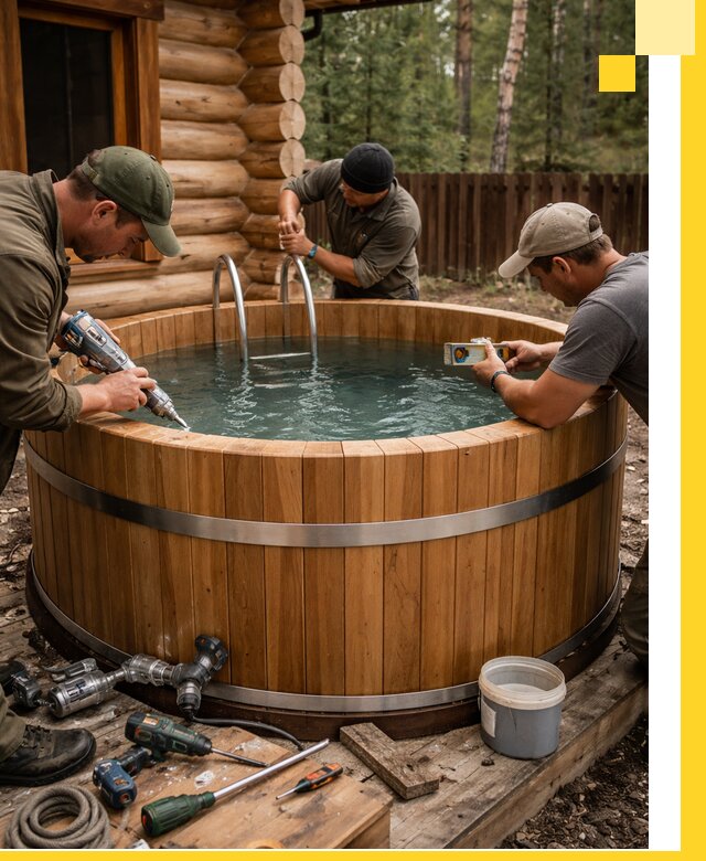 Строительство бань с купелью под ключ и отделкой в Туймазы