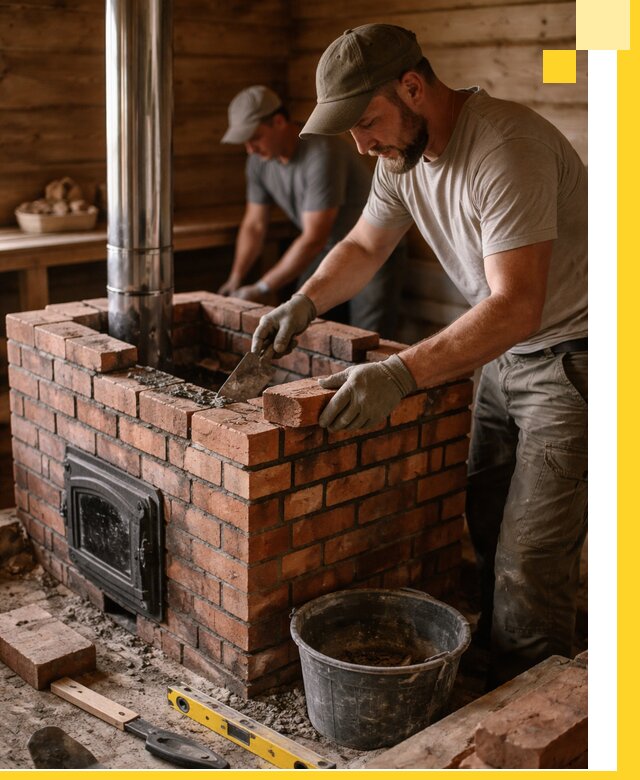 Кирпичные печи для бани под ключ в Туймазы, проект и монтаж