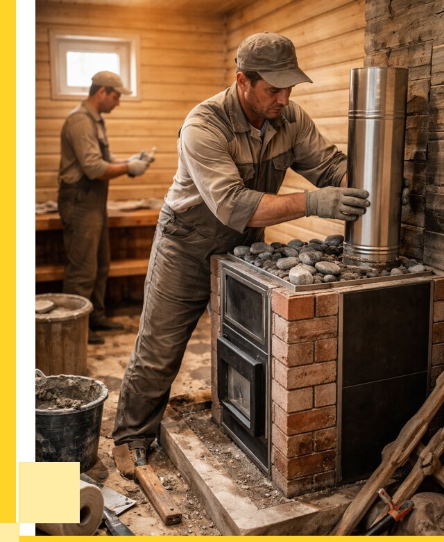 Монтаж печи в бане под ключ в Туймазы от 20380 р. | ЭриданТмз