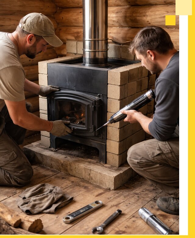 Монтаж и установка печи в бане под ключ с гарантией в Туймазы