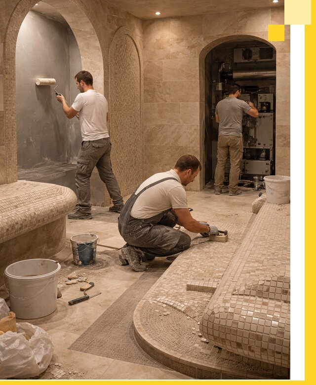 Строительство бани с хамамом и бассейном под ключ в Туймазы