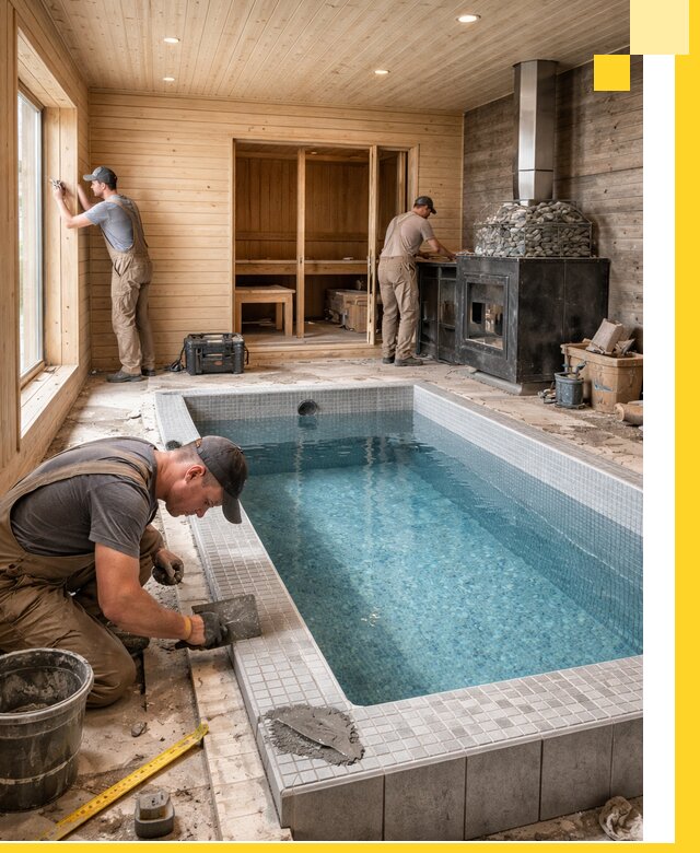 Проект бани с бассейном и сауной в Туймазы под ключ