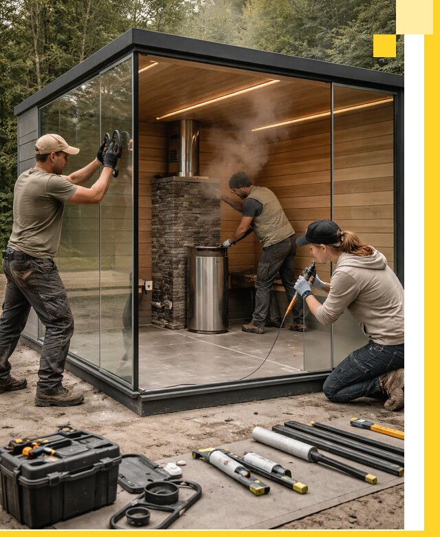 Проектирование и строительство стеклянных бань в Туймазы