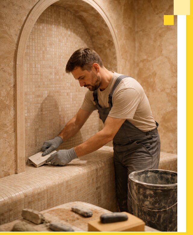 Профессиональная отделка хамамов с мозаикой под ключ в Туймазы