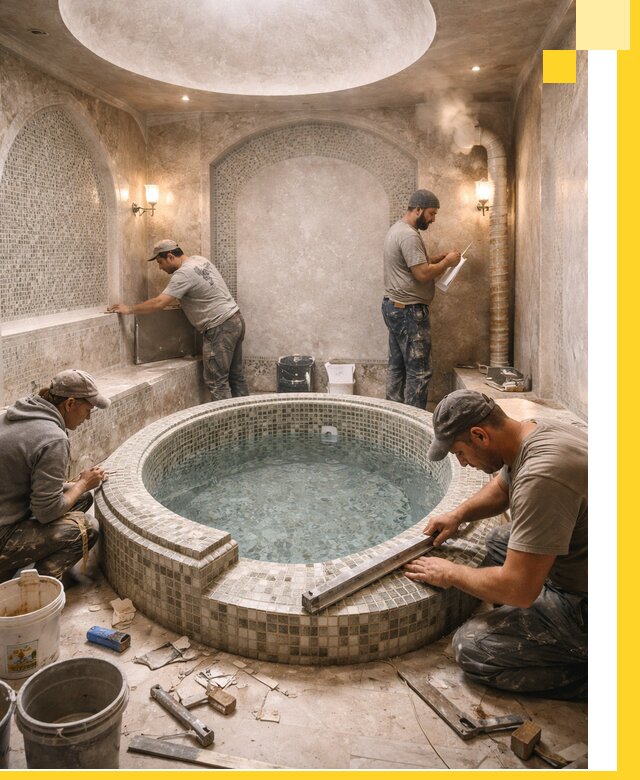 Профессиональное строительство хамама с бассейном в Туймазы под ключ